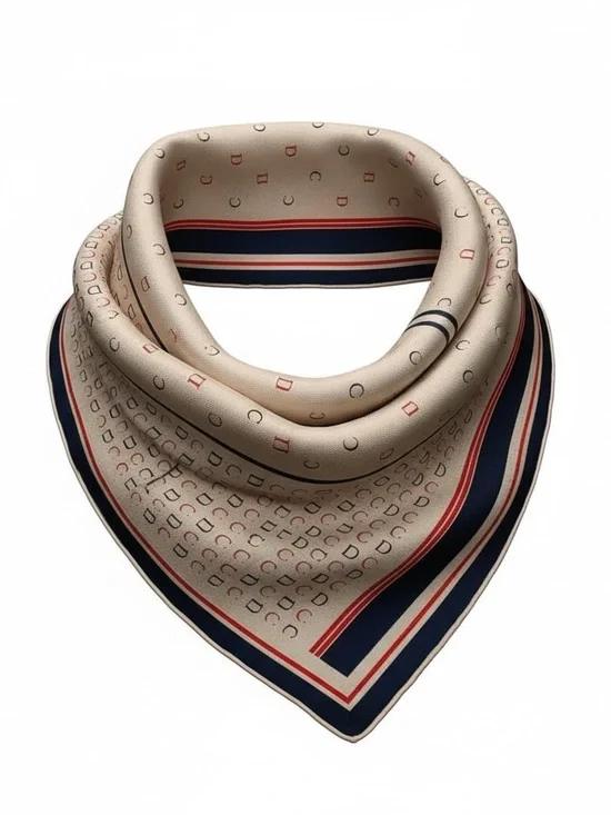 Dior ✨Cream, Navy & Red Silk Scarf - Picture 1 of 5